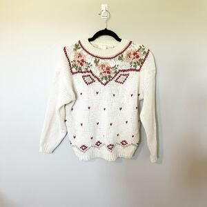 Vintage needles & yarn floral knit sweater‎ Medium